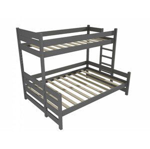 Patrová postel s rozšířeným spodním lůžkem PPS 003 (Rozměr: 80/120 x 180 cm, Umístění žebříku: vpravo, Barva dřeva: barva šedá)
