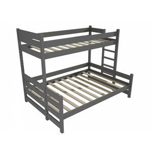 Patrová postel s rozšířeným spodním lůžkem PPS 003 (Rozměr: 80/140 x 180 cm, Umístění žebříku: vpravo, Barva dřeva: barva šedá)