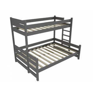 Patrová postel s rozšířeným spodním lůžkem PPS 003 (Rozměr: 100/120 x 180 cm, Umístění žebříku: vpravo, Barva dřeva: barva šedá)