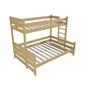Patrová postel s rozšířeným spodním lůžkem PPS 003 (Rozměr: 80/120 x 180 cm, Umístění žebříku: vpravo, Barva dřeva: bezbarvý lak)