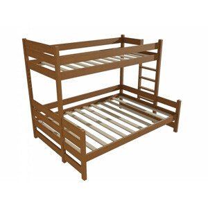 Patrová postel s rozšířeným spodním lůžkem PPS 003 (Rozměr: 80/120 x 180 cm, Umístění žebříku: vpravo, Barva dřeva: moření dub)