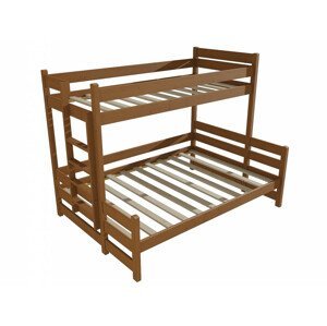 Patrová postel s rozšířeným spodním lůžkem PPS 003 (Rozměr: 80/140 x 180 cm, Umístění žebříku: vlevo, Barva dřeva: moření dub)