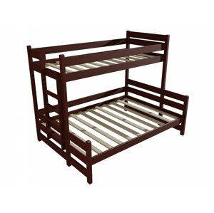 Patrová postel s rozšířeným spodním lůžkem PPS 003 (Rozměr: 80/120 x 180 cm, Umístění žebříku: vlevo, Barva dřeva: moření ořech)