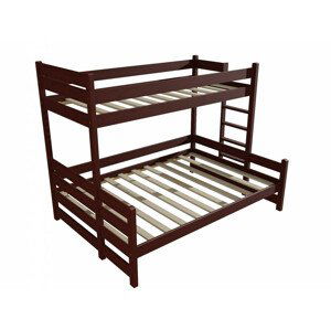 Patrová postel s rozšířeným spodním lůžkem PPS 003 (Rozměr: 80/120 x 180 cm, Umístění žebříku: vpravo, Barva dřeva: moření ořech)