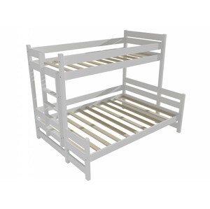 Patrová postel s rozšířeným spodním lůžkem PPS 003 (Rozměr: 80/140 x 180 cm, Umístění žebříku: vlevo, Barva dřeva: barva bílá)