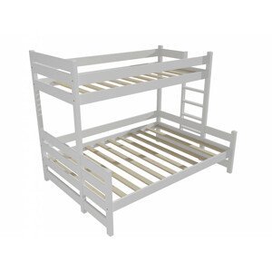 Patrová postel s rozšířeným spodním lůžkem PPS 003 (Rozměr: 80/140 x 180 cm, Umístění žebříku: vpravo, Barva dřeva: barva bílá)