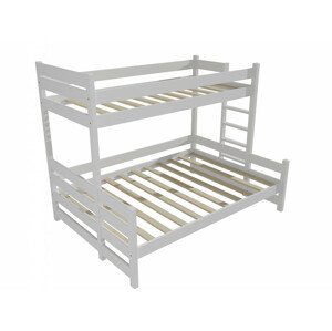 Patrová postel s rozšířeným spodním lůžkem PPS 003 (Rozměr: 100/140 x 180 cm, Umístění žebříku: vpravo, Barva dřeva: barva bílá)