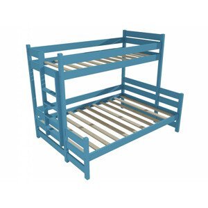 Patrová postel s rozšířeným spodním lůžkem PPS 003 (Rozměr: 80/120 x 180 cm, Umístění žebříku: vlevo, Barva dřeva: barva modrá)
