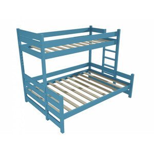 Patrová postel s rozšířeným spodním lůžkem PPS 003 (Rozměr: 80/120 x 180 cm, Umístění žebříku: vpravo, Barva dřeva: barva modrá)