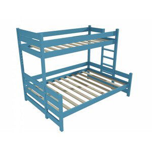 Patrová postel s rozšířeným spodním lůžkem PPS 003 (Rozměr: 90/120 x 200 cm, Umístění žebříku: vpravo, Barva dřeva: barva modrá)