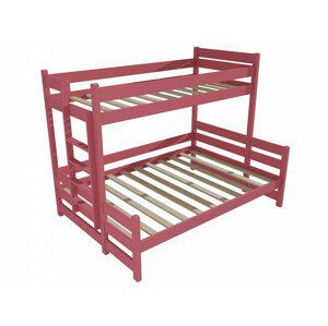 Patrová postel s rozšířeným spodním lůžkem PPS 003 (Rozměr: 80/140 x 180 cm, Umístění žebříku: vlevo, Barva dřeva: barva růžová)