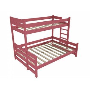 Patrová postel s rozšířeným spodním lůžkem PPS 003 (Rozměr: 80/140 x 180 cm, Umístění žebříku: vpravo, Barva dřeva: barva růžová)