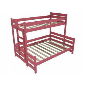 Patrová postel s rozšířeným spodním lůžkem PPS 003 (Rozměr: 100/120 x 180 cm, Umístění žebříku: vlevo, Barva dřeva: barva růžová)