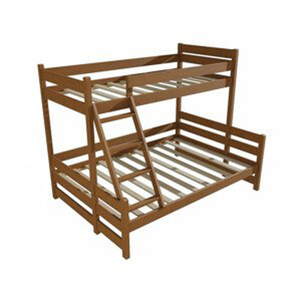 Patrová postel s rozšířeným spodním lůžkem PPS 004 (Rozměr: 90/160 x 180 cm, Barva dřeva: moření dub)