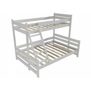 Patrová postel s rozšířeným spodním lůžkem PPS 004 (Rozměr: 90/160 x 180 cm, Barva dřeva: barva bílá)