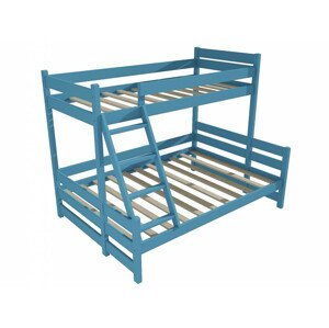 Patrová postel s rozšířeným spodním lůžkem PPS 004 (Rozměr: 90/140 x 180 cm, Barva dřeva: barva modrá)