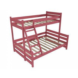 Patrová postel s rozšířeným spodním lůžkem PPS 004 (Rozměr: 100/140 x 180 cm, Barva dřeva: barva růžová)