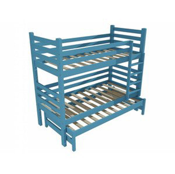 Patrová postel s výsuvnou přistýlkou M 008 NEW* (Rozměr: 90 x 180 cm, Prostor mezi lůžky: 80 cm, Barva dřeva: barva modrá)