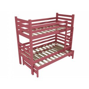 Patrová postel s výsuvnou přistýlkou M 008 NEW* (Rozměr: 90 x 190 cm, Prostor mezi lůžky: 80 cm, Barva dřeva: barva růžová)