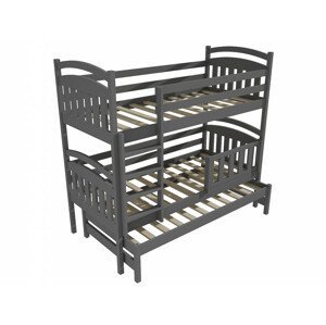 Patrová postel s výsuvnou přistýlkou PPV 001 se zábranou (Rozměr: 90 x 190 cm, Prostor mezi lůžky: 80 cm, Barva dřeva: barva šedá)