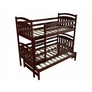 Patrová postel s výsuvnou přistýlkou PPV 001 se zábranou (Rozměr: 90 x 200 cm, Prostor mezi lůžky: 90 cm, Barva dřeva: moření ořech)