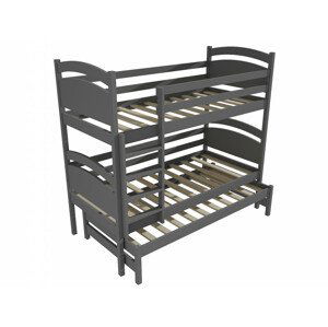 Patrová postel s výsuvnou přistýlkou PPV 002 (Rozměr: 90 x 190 cm, Prostor mezi lůžky: 80 cm, Barva dřeva: barva šedá)