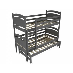 Patrová postel s výsuvnou přistýlkou PPV 002 (Rozměr: 90 x 200 cm, Prostor mezi lůžky: 80 cm, Barva dřeva: barva šedá)