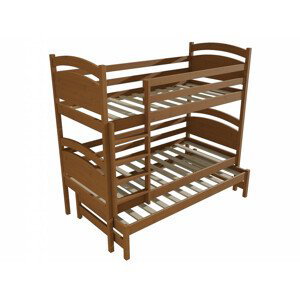 Patrová postel s výsuvnou přistýlkou PPV 002 (Rozměr: 90 x 190 cm, Prostor mezi lůžky: 80 cm, Barva dřeva: moření dub)