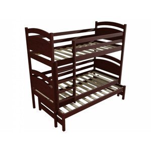 Patrová postel s výsuvnou přistýlkou PPV 002 (Rozměr: 90 x 190 cm, Prostor mezi lůžky: 90 cm, Barva dřeva: moření ořech)