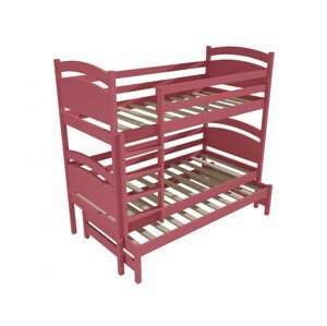 Patrová postel s výsuvnou přistýlkou PPV 002 (Rozměr: 90 x 190 cm, Prostor mezi lůžky: 100 cm, Barva dřeva: barva růžová)