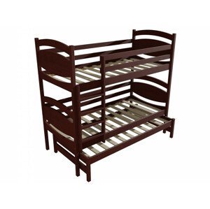Patrová postel s výsuvnou přistýlkou PPV 003 (Rozměr: 90 x 200 cm, Prostor mezi lůžky: 80 cm, Barva dřeva: moření ořech)