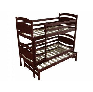 Patrová postel s výsuvnou přistýlkou PPV 003 (Rozměr: 80 x 200 cm, Prostor mezi lůžky: 80 cm, Barva dřeva: moření ořech)