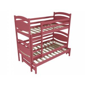 Patrová postel s výsuvnou přistýlkou PPV 003 (Rozměr: 90 x 200 cm, Prostor mezi lůžky: 90 cm, Barva dřeva: barva růžová)