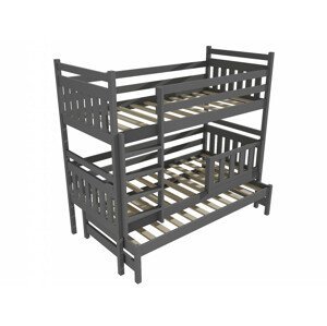 Patrová postel s výsuvnou přistýlkou PPV 004 se zábranou (Rozměr: 80 x 180 cm, Prostor mezi lůžky: 80 cm, Barva dřeva: barva šedá)