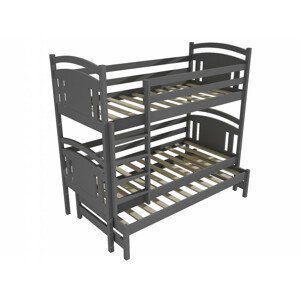 Patrová postel s výsuvnou přistýlkou PPV 006 (Rozměr: 80 x 180 cm, Prostor mezi lůžky: 90 cm, Barva dřeva: barva šedá)