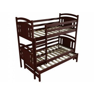 Patrová postel s výsuvnou přistýlkou PPV 006 (Rozměr: 90 x 190 cm, Prostor mezi lůžky: 80 cm, Barva dřeva: moření ořech)