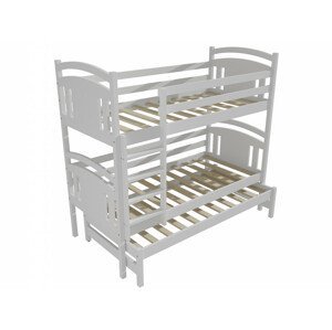 Patrová postel s výsuvnou přistýlkou PPV 006 (Rozměr: 90 x 190 cm, Prostor mezi lůžky: 80 cm, Barva dřeva: barva bílá)