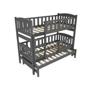 Patrová postel s výsuvnou přistýlkou PPV 007 se zábranou (Rozměr: 80 x 200 cm, Prostor mezi lůžky: 80 cm, Barva dřeva: barva šedá)