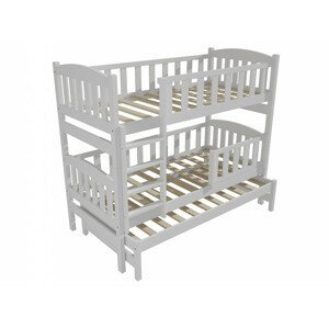 Patrová postel s výsuvnou přistýlkou PPV 007 se zábranou (Rozměr: 90 x 200 cm, Prostor mezi lůžky: 80 cm, Barva dřeva: barva bílá)