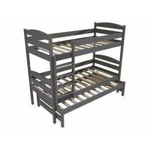 Patrová postel s výsuvnou přistýlkou PPV 009 (Rozměr: 90 x 190 cm, Prostor mezi lůžky: 80 cm, Barva dřeva: barva šedá)