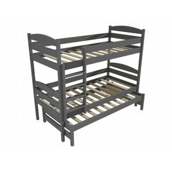 Patrová postel s výsuvnou přistýlkou PPV 009 (Rozměr: 90 x 190 cm, Prostor mezi lůžky: 100 cm, Barva dřeva: barva šedá)