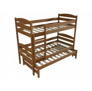 Patrová postel s výsuvnou přistýlkou PPV 009 (Rozměr: 90 x 190 cm, Prostor mezi lůžky: 90 cm, Barva dřeva: moření dub)