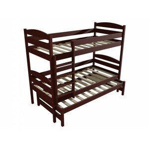 Patrová postel s výsuvnou přistýlkou PPV 009 (Rozměr: 90 x 190 cm, Prostor mezi lůžky: 80 cm, Barva dřeva: moření ořech)