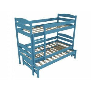 Patrová postel s výsuvnou přistýlkou PPV 009 (Rozměr: 90 x 190 cm, Prostor mezi lůžky: 80 cm, Barva dřeva: barva modrá)