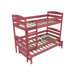 Patrová postel s výsuvnou přistýlkou PPV 009 (Rozměr: 90 x 180 cm, Prostor mezi lůžky: 80 cm, Barva dřeva: barva růžová)