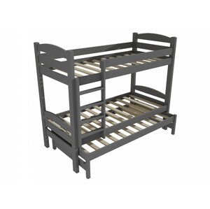 Patrová postel s výsuvnou přistýlkou PPV 010 (Rozměr: 90 x 190 cm, Prostor mezi lůžky: 80 cm, Barva dřeva: barva šedá)