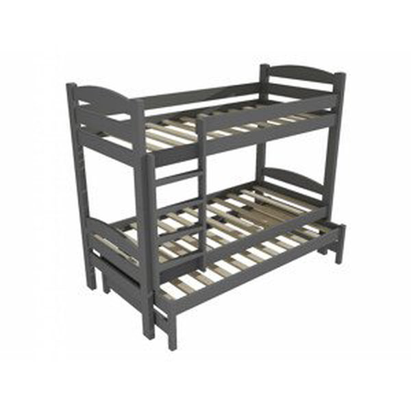 Patrová postel s výsuvnou přistýlkou PPV 010 (Rozměr: 90 x 200 cm, Prostor mezi lůžky: 80 cm, Barva dřeva: barva šedá)