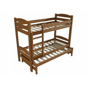 Patrová postel s výsuvnou přistýlkou PPV 010 (Rozměr: 90 x 190 cm, Prostor mezi lůžky: 80 cm, Barva dřeva: moření dub)