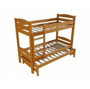 Patrová postel s výsuvnou přistýlkou PPV 010 (Rozměr: 90 x 190 cm, Prostor mezi lůžky: 90 cm, Barva dřeva: moření olše)