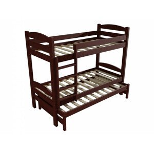Patrová postel s výsuvnou přistýlkou PPV 010 (Rozměr: 90 x 190 cm, Prostor mezi lůžky: 80 cm, Barva dřeva: moření ořech)